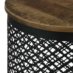 ZUN Natural and Black Drum Base Accent Table B062P153918