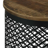 Natural and Black Drum Base Accent Table B062P153918