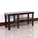 90cm Strip Type Bamboo Stool Shoe Rack with Boots Compartment Coffee 83390243