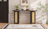 TREXM Farmhouse Rattan Console Entryway, Narrow Console with Storage, Hallway N715P245743P