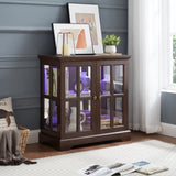 LED Curio Display Cabinet,Antique Display Cabinet with Adjustable Shelves,Retro Design Quality W2275P231694