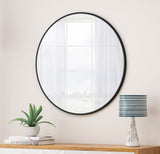 ZUN Wall Mirror 36 Inch Black Circular Mirror Metal Framed Mirror Round Vanity Mirror Dressing Mirror, W1435127088