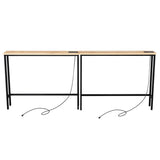 2 Pack 39.4" Narrow Console Sofa Table with Power Outlets and USB Ports, Long Couch Table with Metal 75432596
