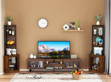 Corner Shelf with Doors, 65" Corner Cabinet & Wine Glass Rack, 6 Tier Bookshelf Display, 09047996