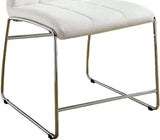 White Color Leatherette 2pcs Counter Dining Chairs Chrome Metal Legs Dining Room Counter B011136661