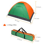 ZUN 2-Person Waterproof Camping Dome Tent for Outdoor Hiking Survival Orange & Green 14786622