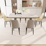 47"-63" expandable dining table set for 2-6 people, equipped with PU fabric thick cushioned dining 34750395