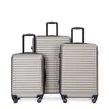 3 Piece Luggage Sets ABS Lightweight Suitcase with Two Hooks, Spinner Wheels, TSA Lock, W284P146216
