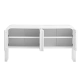 U_STYLE Striped Storage Cabinet with 4 Doors , Adjustable, Suitable for Study,Entrance and Living WF321487AAK
