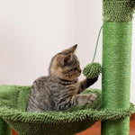 ZUN Cat Tree Scratcher Cactus With Cat Scratching Post Hammock Interactive Ball Green 29427516