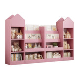 Pink Kids Wooden Bookshelf Toy Storage Organizer with Bookcase, Kid's Bin Storage Unit with 6 W2876P233556