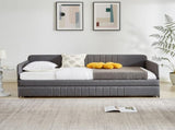 Daybed, sofa bed metal framed with trundle twin size, Grey, 78.4''L x 41''W x 29.8''H. W1162P214581