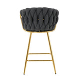 Modern design High stool Gold Plated legs Kitchen Dining Dark grey linen bar chair, suitable for W210P201266