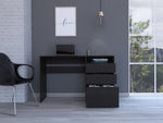 ZUN Black Wengue 3-Drawer 1-Shelf Computer Desk B06280257