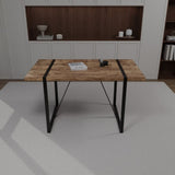 55 " dining table modern rural industrial rectangular MDF dark wood, 4-6 people, 1.5" thick W2189P168378
