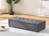 48" Storage Bedroom Bench for End of Bed, Faux Linen Upholstered Storage Ottoman with Arms for 62103728