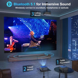 Projector with WiFi and Bluetooth, Projector 4K Support Native 1080P Projector, 5G WiFi FUDONI 48222369