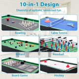 ZUN 2x4ft 10-in-1 Combo Game Table Set w/ Hockey, Foosball, Pool, Shuffleboard, Ping Pong W1753P197632