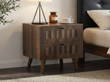 Medieval-style modern double-drawer bedside table with solid wood legs, bedside table, W1706P465285