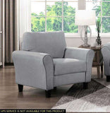 Modern 1pc Chair Dark Gray Textured Fabric Upholstered Rounded Arms Attached Cushion Transitional B01156447