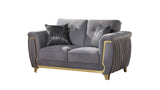 Leena Contemporary Style Upholstery Loveseat Made with Wood in Gold accent & Gray B009P264615