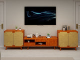 Mid Century Boho Freestanding Accent Cabinet, Handmade Paper Rope Woven Push-to-Open Double Doors, , W2557P515200