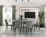 ZUN Sleek Design Gray Velvet Side Chairs Set of 2 Modern Dining Furniture Black Metal Legs B011P146559