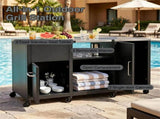 59 Inch Multi-Use Outdoor BBQ Grill Prep Table with Removable Storage Shelves, 8 Rolling Lockable 58272012