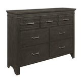 ZUN 1pc Charcoal Gray Finish 7 Drawers Dresser Transitional Style Wooden Bedroom Furniture B011P220616