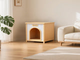 Modern Indoor Wooden Dog House with Removable Cushion Solid Cedar Pet House for Small Dogs & Cats, W3799P382209