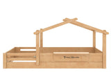 Twin Size Floor Bed with Guardrails and Roof, Kids House Floor Bed with a Small Built-in Tray and W1580P396331