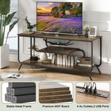 ZUN TV Stand Power Outlets and LED Lights - TV Stand for TVs up to 55 Inch, Entertainment Center 82171090