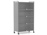 5-Tier Rolling Microwave Stand Flip Dust-Proof Doors 4 Casters with Brakes Kitchen Storage Rack Gray 84776425