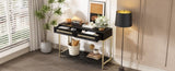TREXM Entryway Table, Console Table with Two Drawers, Retro Hallway Table with Striking Geometric N715P227910B