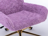 A&A Furniture Office Chair,Artificial rabbit hair Home Office Chair with Golden Metal W1143P154102