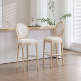 French Country Dining Chairs Set of 2, Upholstered Chairs with Round Back, Wire drawing and carving W3426P324576