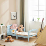 Single-layer vertical board with side guardrails, blue, 135*75*62.5cm, pine, children's wooden bed 60704776