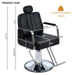 ZUN Premium Reclining barber Chair Salon Chair for Hair Stylist with Heavy Duty Hydraulic Pump, 360&deg; N753P181908B