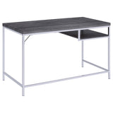 ZUN Weathered Grey and Chrome Rectangular Writing Desk B062P153658