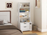 Night Stand with Bookshelf, Night Stand with 2 Storage Drawers for Bedroom 54152433