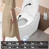 ZUN Smart Toilet Bidet Combo with Foot Sensor Open Cover/Seat, Self-Cleaning Nozzle, Heated Seat, Night W1219P243771