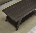 ZUN Athens Contemporary Wood Shelf Coffee Table in Weathered Espresso T2574P164644