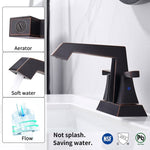 ZUN 2-Handle Bathroom Sink Oil Rubbed Bronze 4 Inches Centerset Vanity 3 Hole Bathroom 07577165