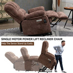 ZUN 23" Seat Width and High Back Large Size Chenille Power Lift Recliner Chair with 8-Point Vibration W1803P247681