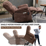 ZUN 23" Seat Width and High Back Large Size Chenille Power Lift Recliner Chair with 8-Point Vibration W1803125728