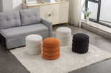 006-Soft Velvet Round Ottoman Footrest Stool,Ivory W527121859