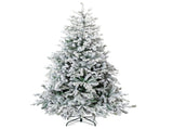 7 FT Pre-lit Snow Flocked Christmas Tree, Artificial Hinged Xmas Pine Tree with 1100 Branch Tips, 02996300