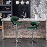 Masaccio Velvet Upholstered Adjustable Swivel Barstool, Set of 2, Green T2574P164845