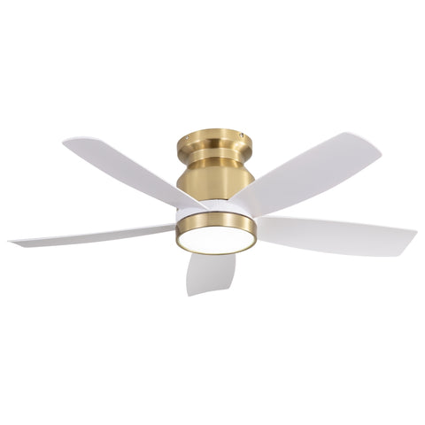 ZUN 42 Inch Flush Mount Ceiling Fans with LED Light 18W and Remote Control 5 ABS Fan Blades for Bedroom W934P242599