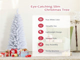 5 Feet White Artificial Christmas Pencil Tree with Folding Metal Stand 08228370